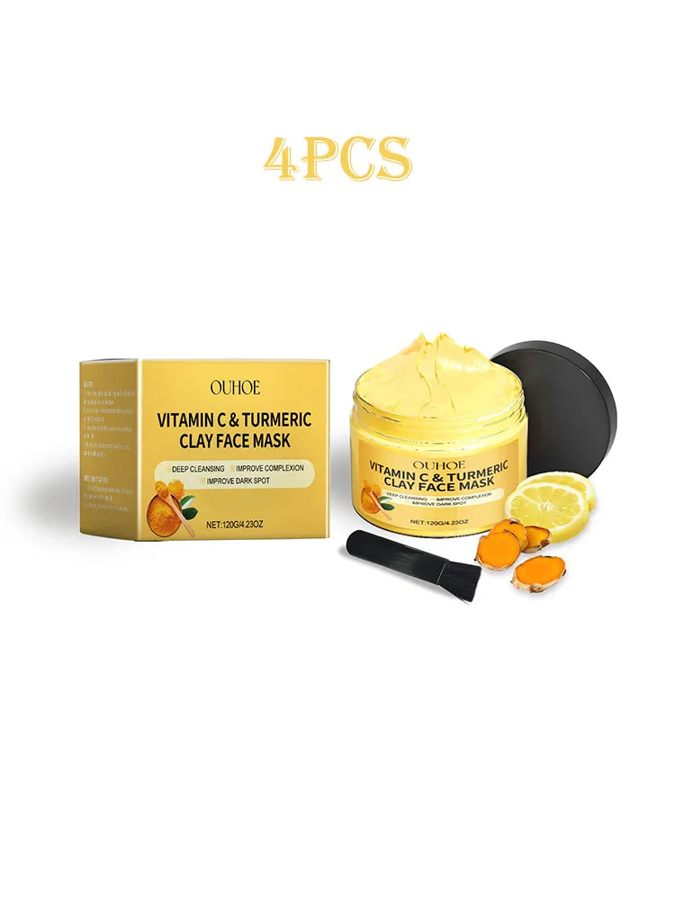 Ouhoe 120g Vitamin C Exfoliating Facial Mask Turmeric Cleansing Shrinking Pores Hydrating Moisturizer Reduce Dullness Clay Mask