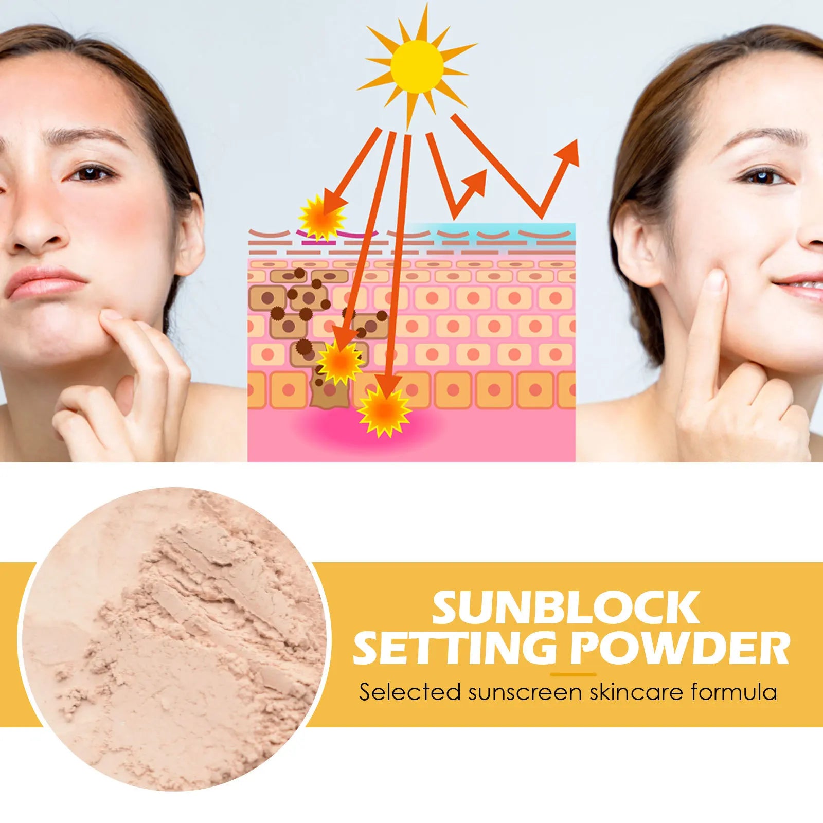 EELHOE Finishing Powder Makeup Oil Control Waterproof Long Lasting Matte Pa++ Spf 50 for Face Sun Protection Powder Cosmetic 8g