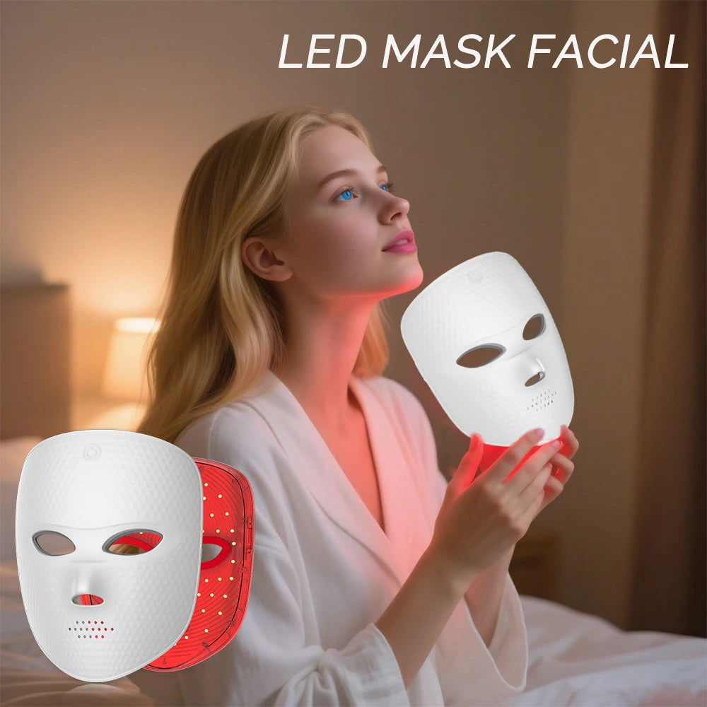 7 Colors LED Facial Mask Light Therapy Red Light Facial Mask for Anti-Aging Rejuvenation Brighten Skin Beauty Device