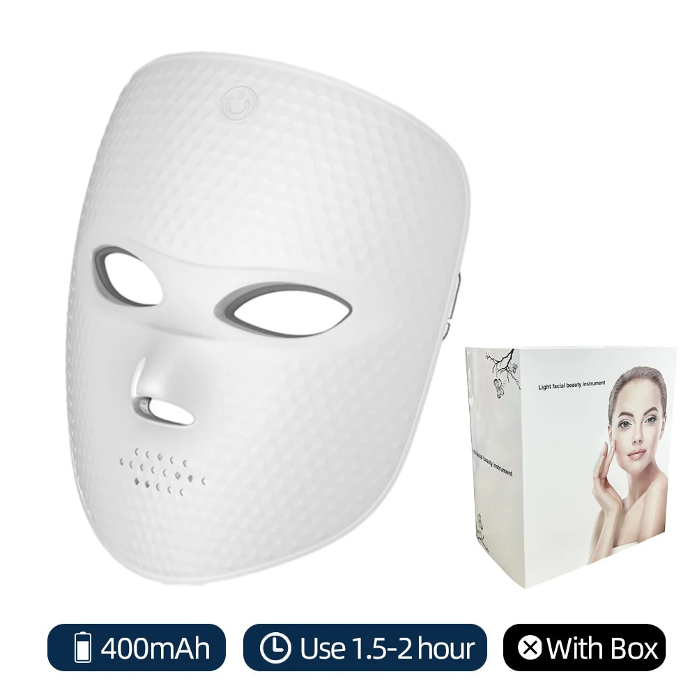 7 Colors LED Facial Mask Light Therapy Red Light Facial Mask for Anti-Aging Rejuvenation Brighten Skin Beauty Device