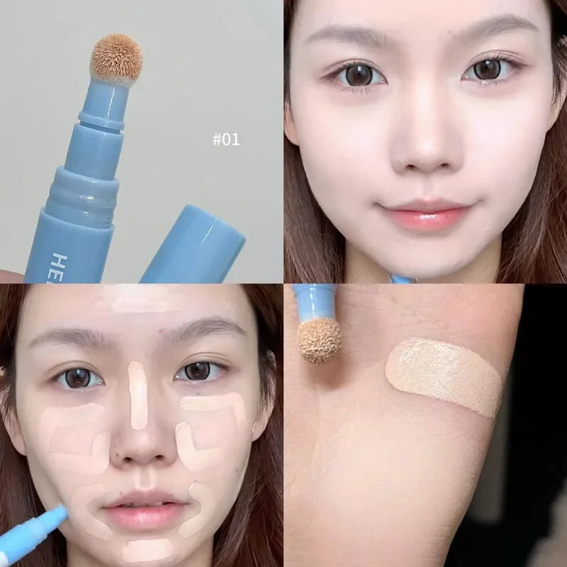 Soft Plush Head Concealer Pen Detail Covering Dark Circles Even Skin Tone Brightening Oil Control Foundation Face Holding Makeup