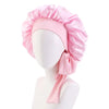 New Women Satin Solid Sleeping Hat Silky Bonnets With Tie Bands Elastic Shower Cap Adjustable Cap For Curly Hair Bonnets