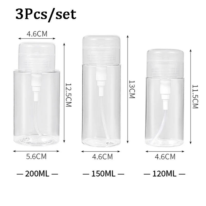 Push Down Pump Dispenser Empty Push Top Bottles Containers for Nail Polish Makeup Remover Micellar Water Facial Toner