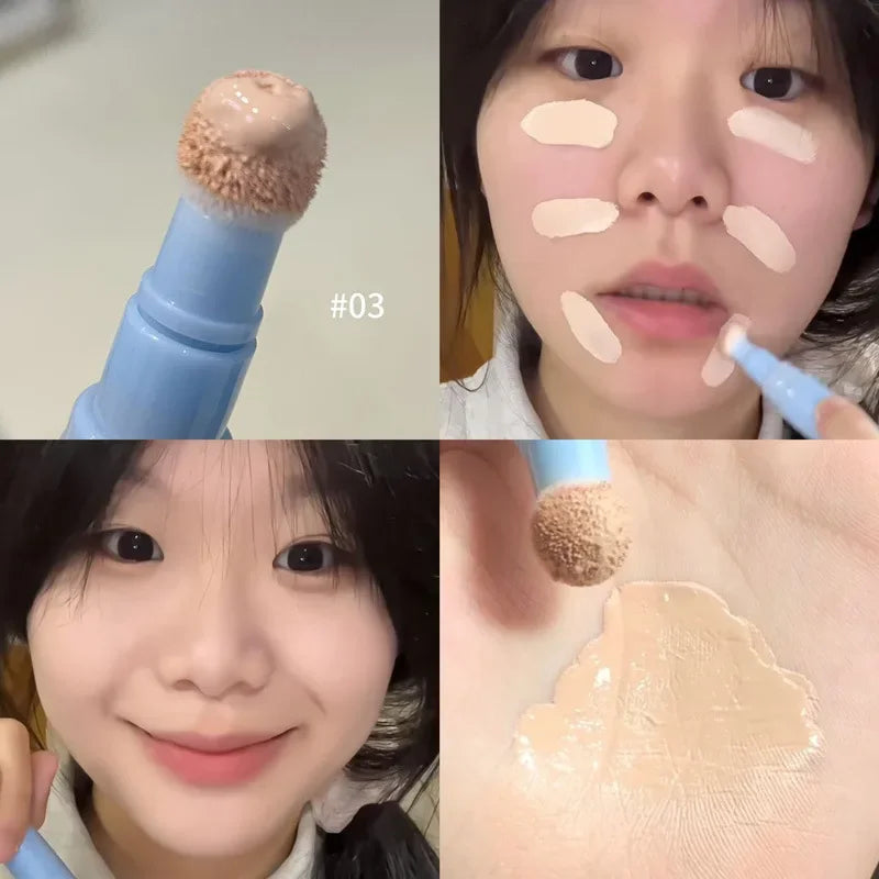Soft Plush Head Concealer Pen Detail Covering Dark Circles Even Skin Tone Brightening Oil Control Foundation Face Holding Makeup