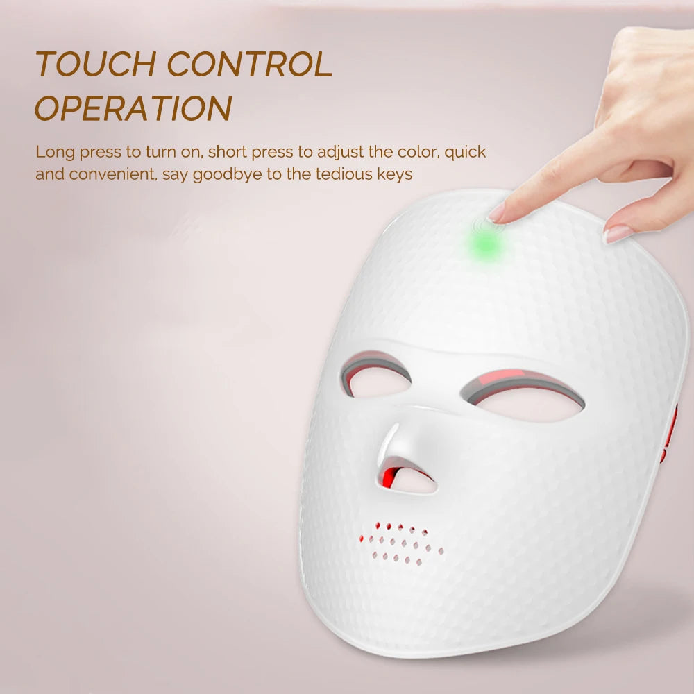 7 Colors LED Facial Mask Light Therapy Red Light Facial Mask for Anti-Aging Rejuvenation Brighten Skin Beauty Device
