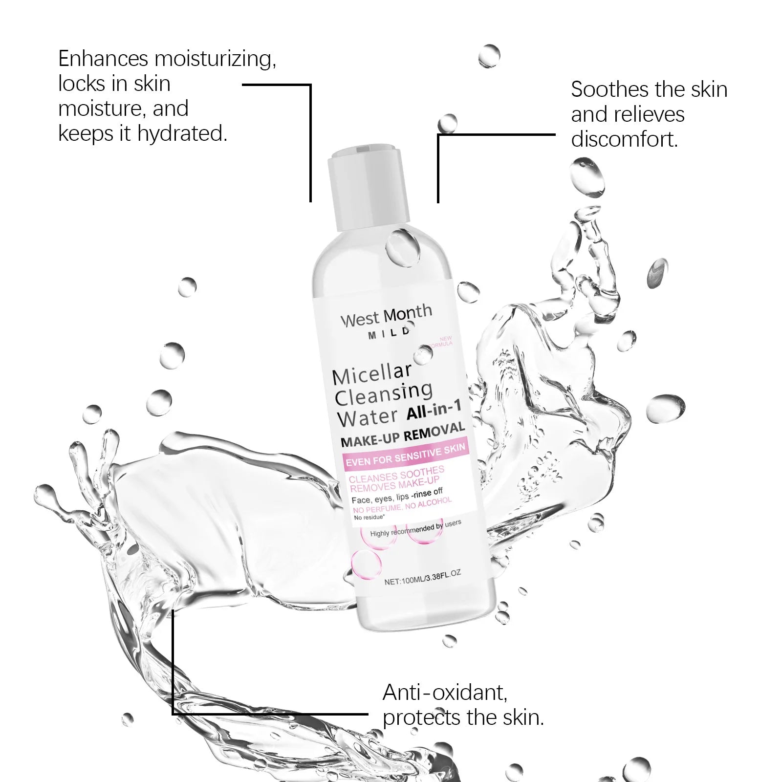 Micellar Water Deep Makeup Remover Cleaning Pores Soft Hydrating Refresh Moisturizing Eyes Lips Facial Cleanser Liquid Skin Care