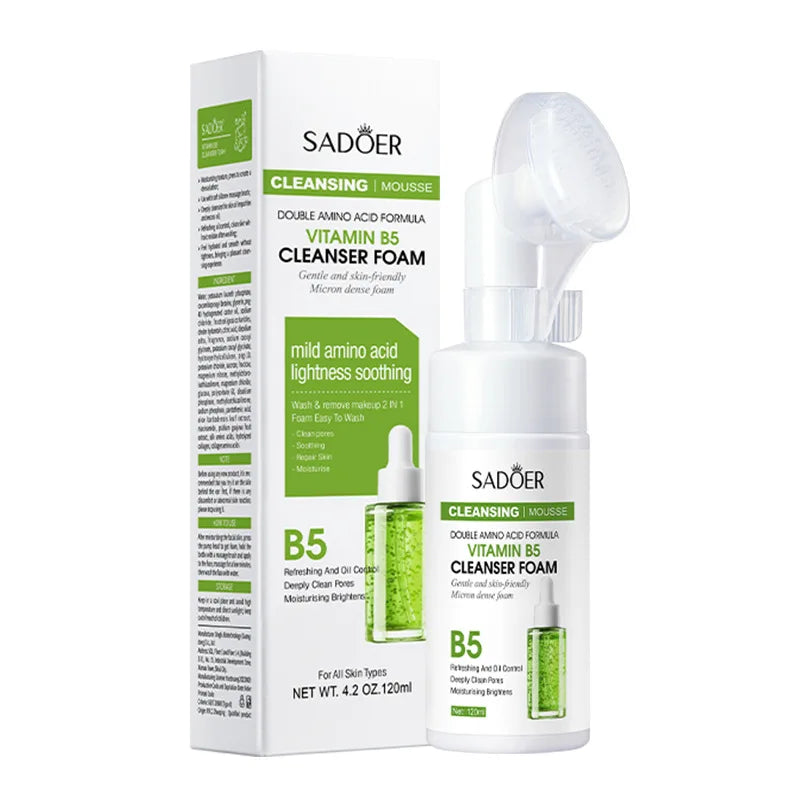 SAODER Q10 Vitamin C Facial Cleanser Face Wash Foam Anti Wrinkle Cleansing Mossee Moisturizing Brightening Facial Skin Care